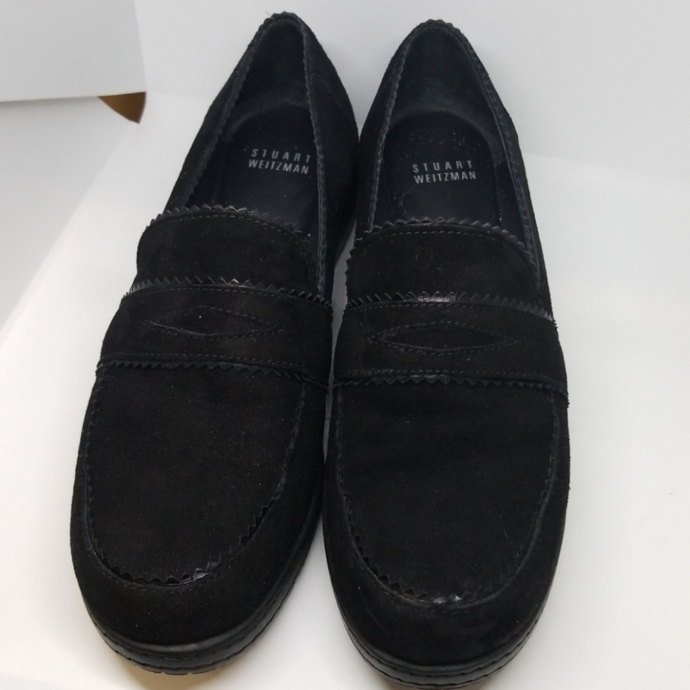 Stuart Weitzman Schooldays Black Suede Loafers 7.5